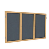 Ghent 3 Door Enclosed Fabric Bulletin Boards w/ Oak Wood Frame, 4'H x 6'W, Gray_1