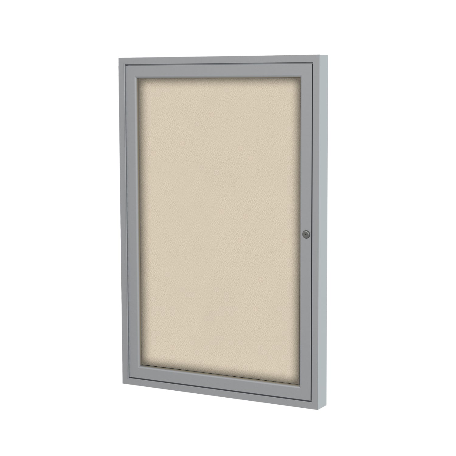 Ghent 1 Door Enclosed Fabric Bulletin Boards w/ Satin Aluminum Frame, 36&quot;H x 30&quot;W, Beige_1