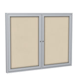 Ghent 2 Door Enclosed Fabric Bulletin Boards w/ Satin Aluminum Frame, 3'H x 5'W, Beige_1