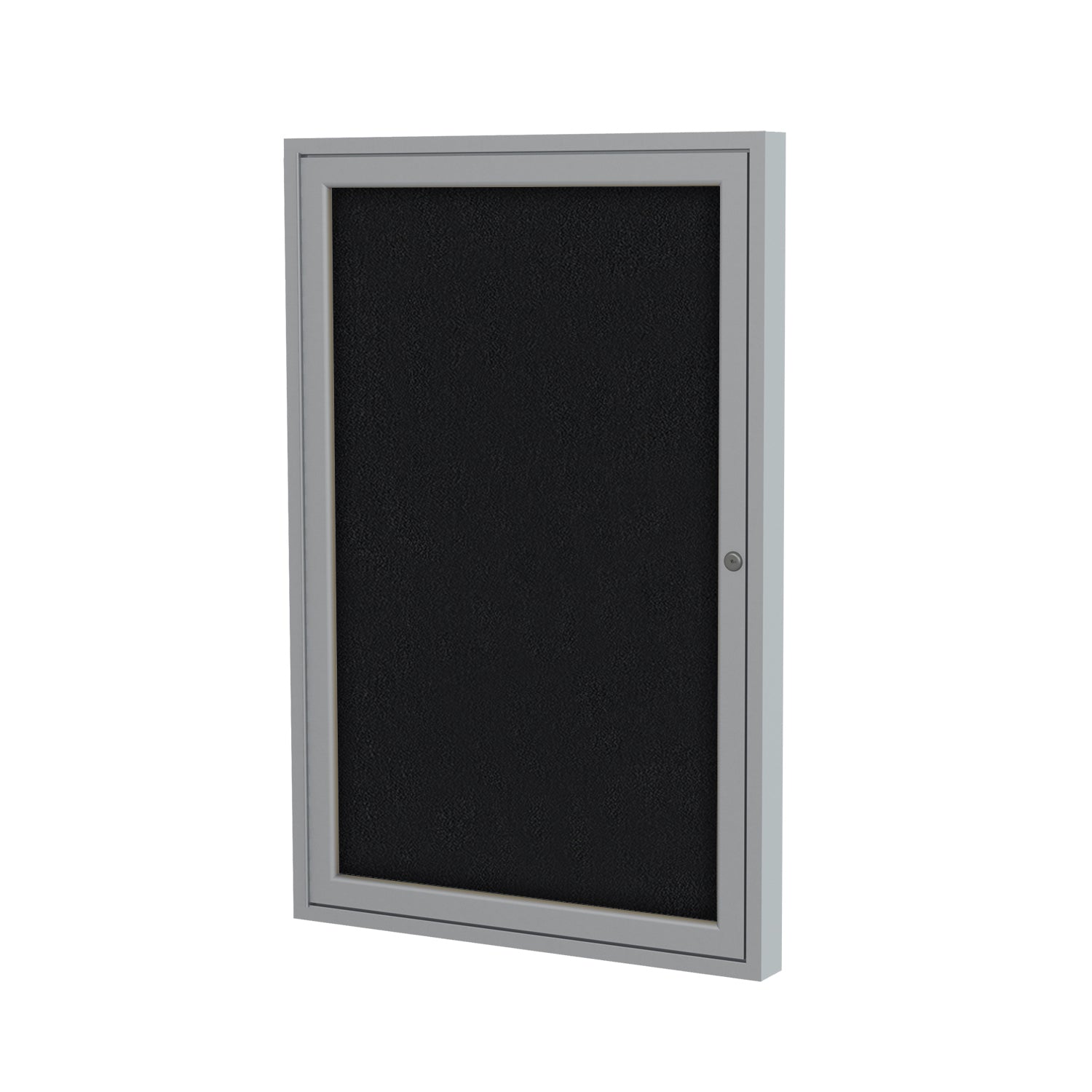 Ghent 1 Door Enclosed Fabric Bulletin Boards w/ Satin Aluminum Frame, 24"H x 18"W, Black_1