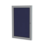Ghent 1 Door Enclosed Fabric Bulletin Boards w/ Satin Aluminum Frame, 3'H x 3'W, Blue_1