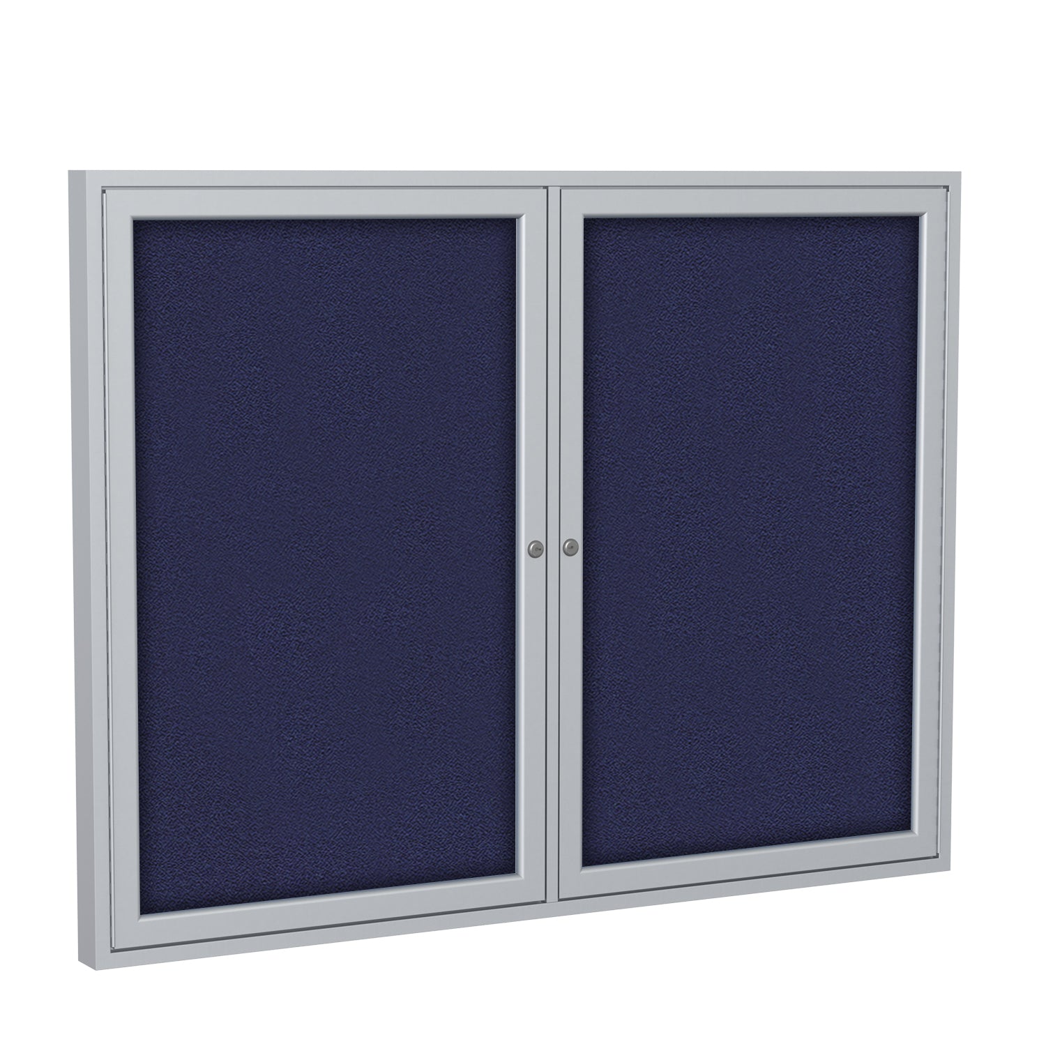 Ghent 2 Door Enclosed Fabric Bulletin Boards w/ Satin Aluminum Frame, 3'H x 4'W, Blue_2