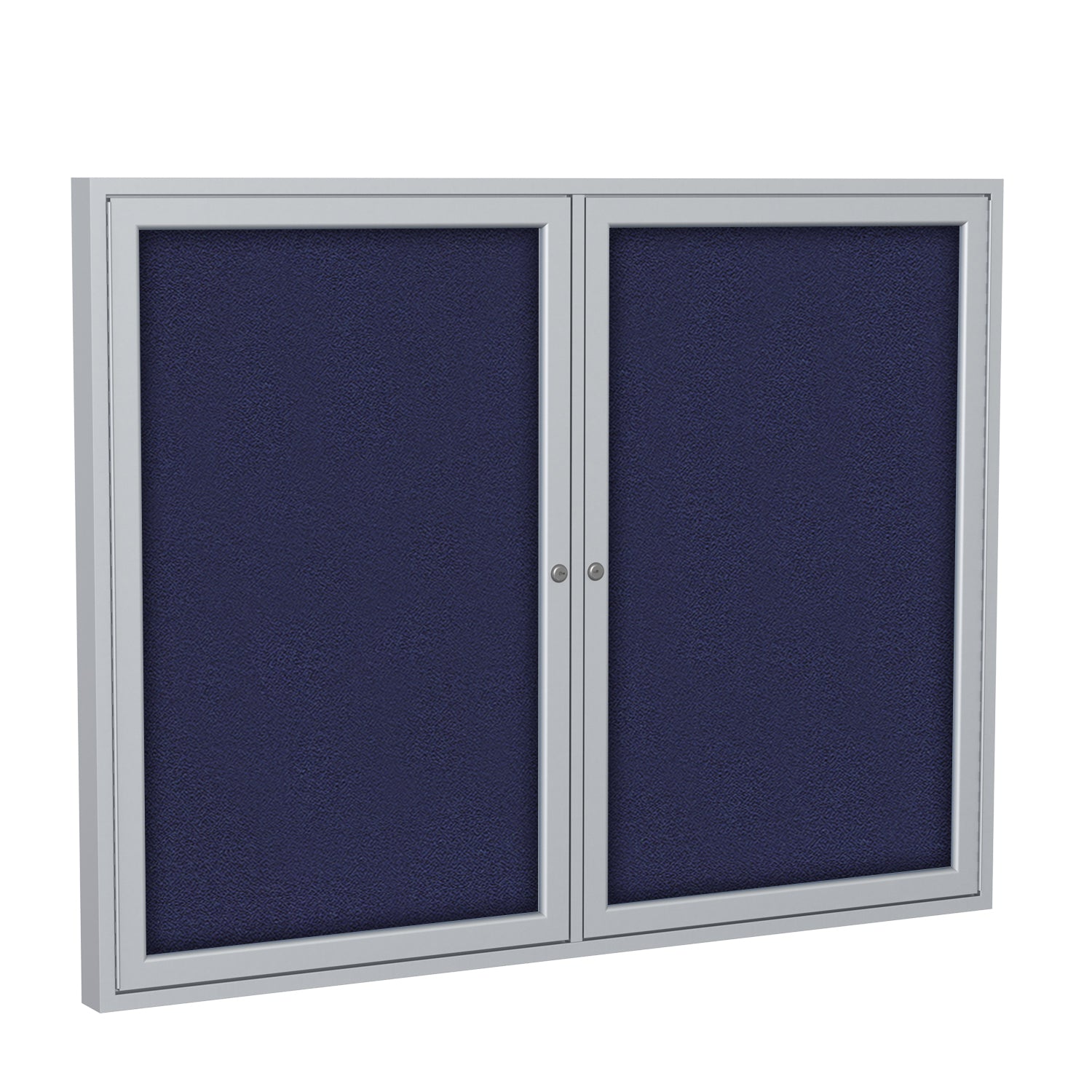 Ghent 2 Door Enclosed Fabric Bulletin Boards w/ Satin Aluminum Frame, 4&#39;H x 5&#39;W, Blue_2