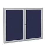 Ghent 2 Door Enclosed Fabric Bulletin Boards w/ Satin Aluminum Frame, 3'H x 5'W, Blue_2