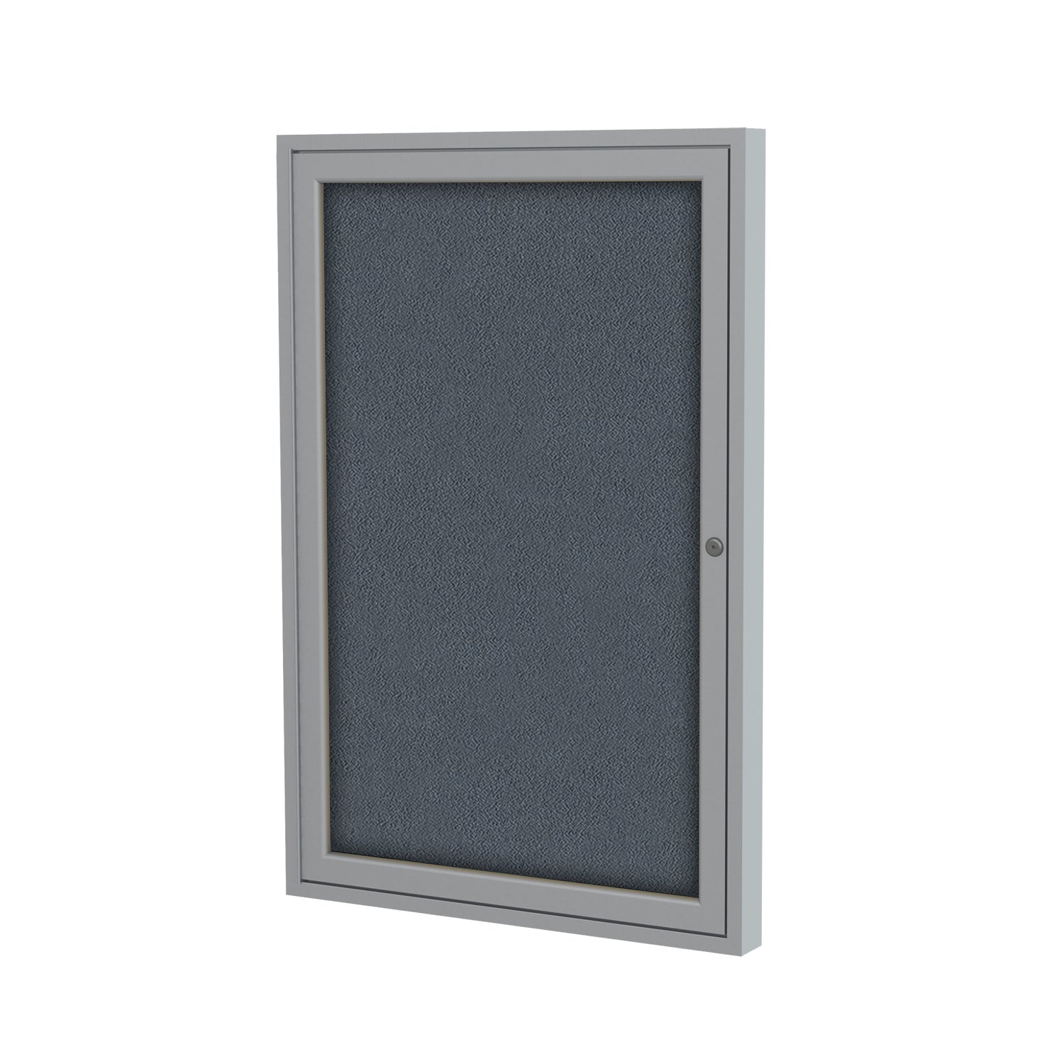 Ghent 1 Door Enclosed Fabric Bulletin Boards w/ Satin Aluminum Frame, 24"H x 18"W, Gray_1