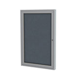 Ghent 1 Door Enclosed Fabric Bulletin Boards w/ Satin Aluminum Frame, 3'H x 3'W, Gray_1