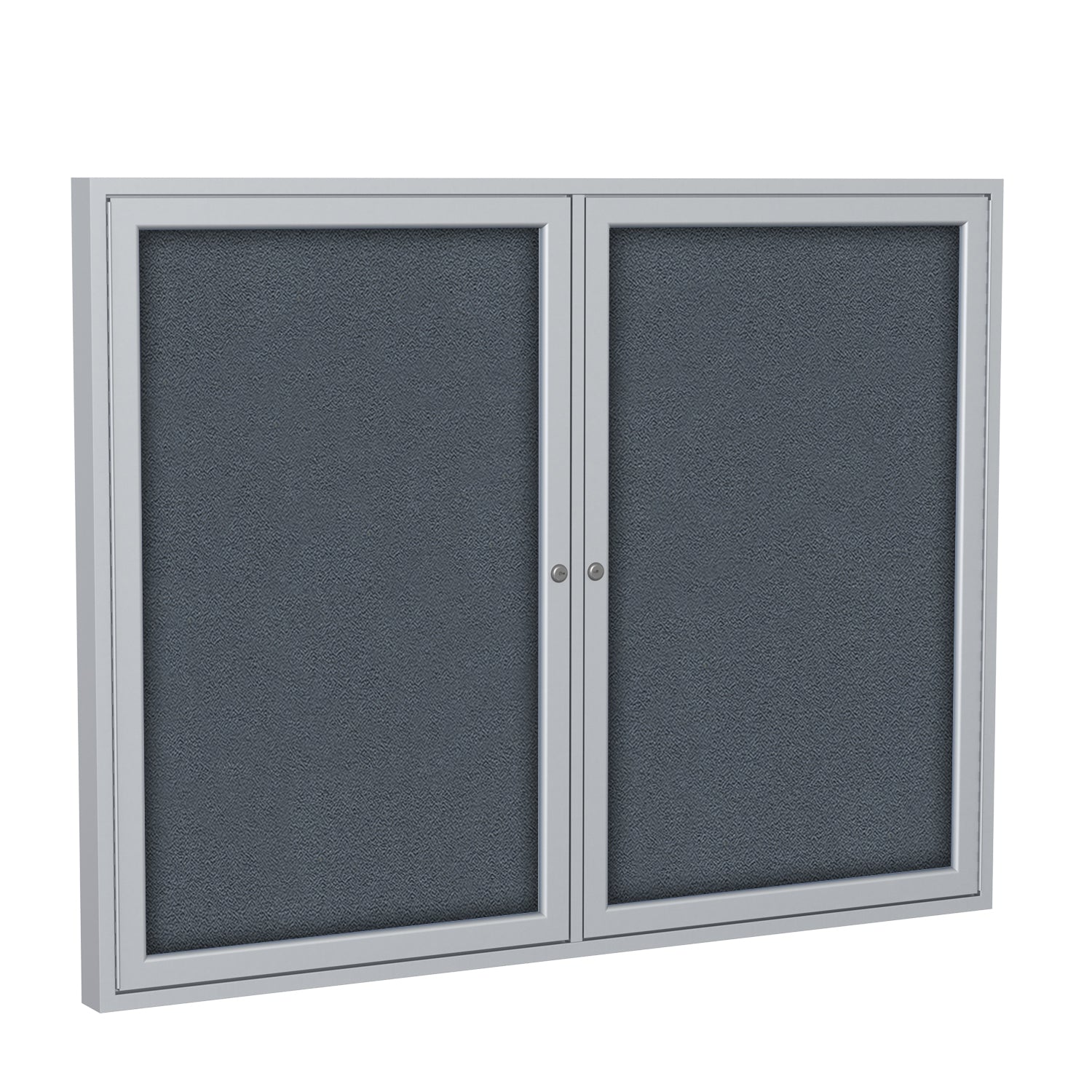 Ghent 2 Door Enclosed Fabric Bulletin Boards w/ Satin Aluminum Frame, 3'H x 4'W, Gray_1