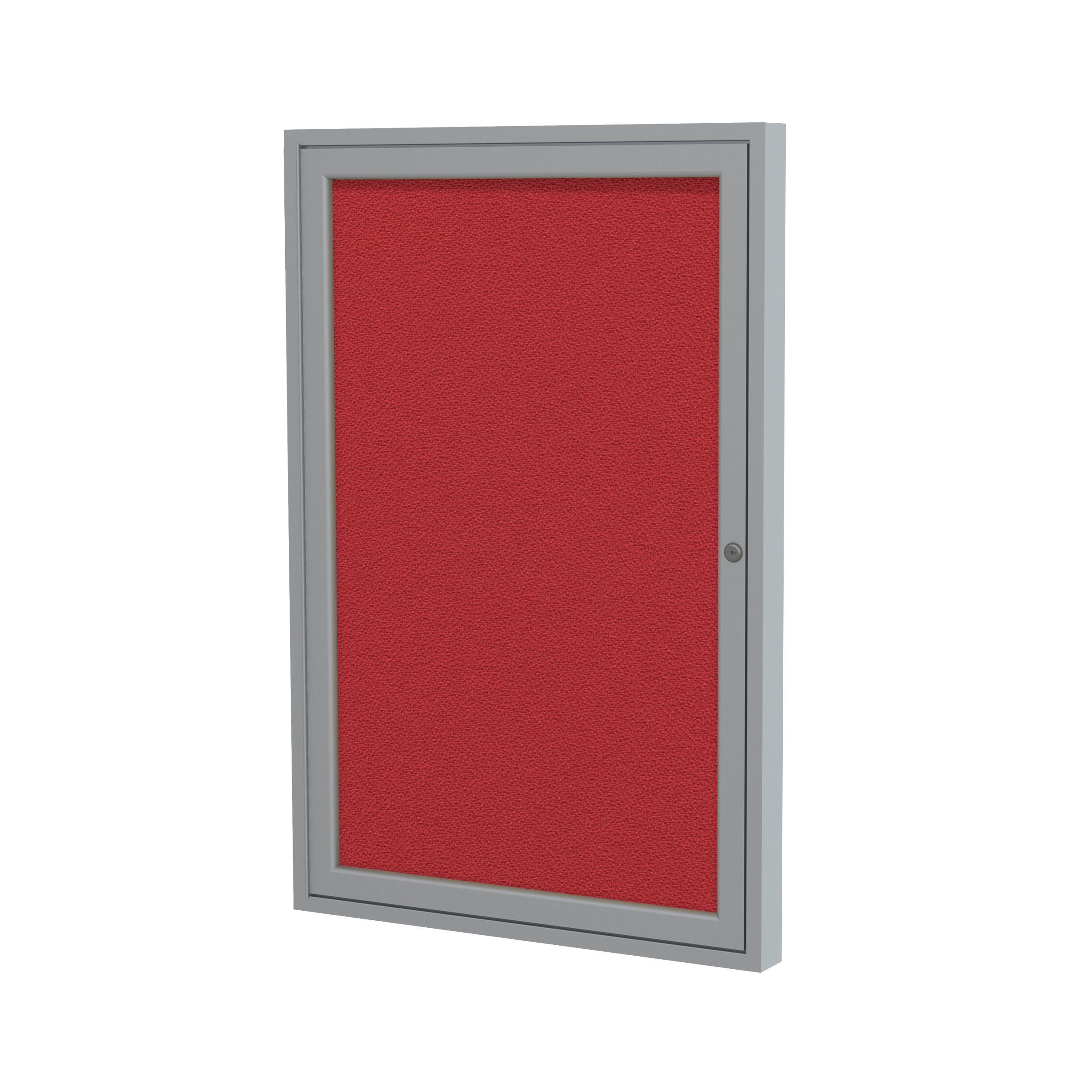 Ghent 1 Door Enclosed Fabric Bulletin Boards w/ Satin Aluminum Frame, 36"H x 24"W, Red_0