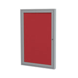Ghent 1 Door Enclosed Fabric Bulletin Boards w/ Satin Aluminum Frame, 36"H x 36"W, Red_0