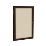 Ghent 1 Door Enclosed Fabric Bulletin Boards w/ Walnut Wood Frame, 36"H x 30"W, Beige_1