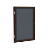 Ghent 1 Door Enclosed Fabric Bulletin Boards w/ Walnut Wood Frame, 3'H x 3'W, Gray_1