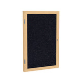 Ghent 1 Door Enclosed Recycled Rubber Bulletin Board w/ Oak Wood Frame, 3'H x 3'W, Confetti_1