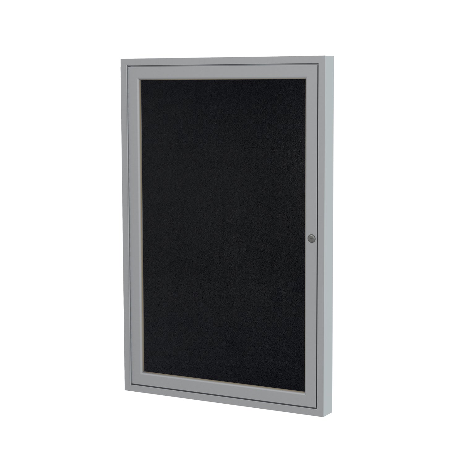 Ghent 1 Door Enclosed Recycled Rubber Bulletin Board w/ Satin Aluminum Frame, 3&#39;H x 3&#39;W, Black_1