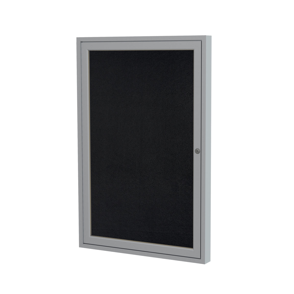 Ghent 1 Door Enclosed Recycled Rubber Bulletin Board w/ Satin Aluminum Frame, 3'H x 3'W, Black_1