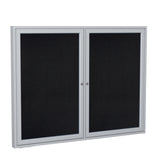 Ghent 2 Door Enclosed Recycled Rubber Bulletin Board w/ Satin Aluminum Frame, 4'H x 5'W, Black_1