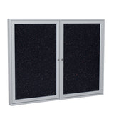 Ghent 2 Door Enclosed Recycled Rubber Bulletin Board w/ Satin Aluminum Frame, 4'H x 5'W, Confetti_1