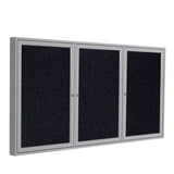 Ghent 3 Door Enclosed Recycled Rubber Bulletin Board w/ Satin Aluminum Frame, 4'H x 8'W, Confetti_1
