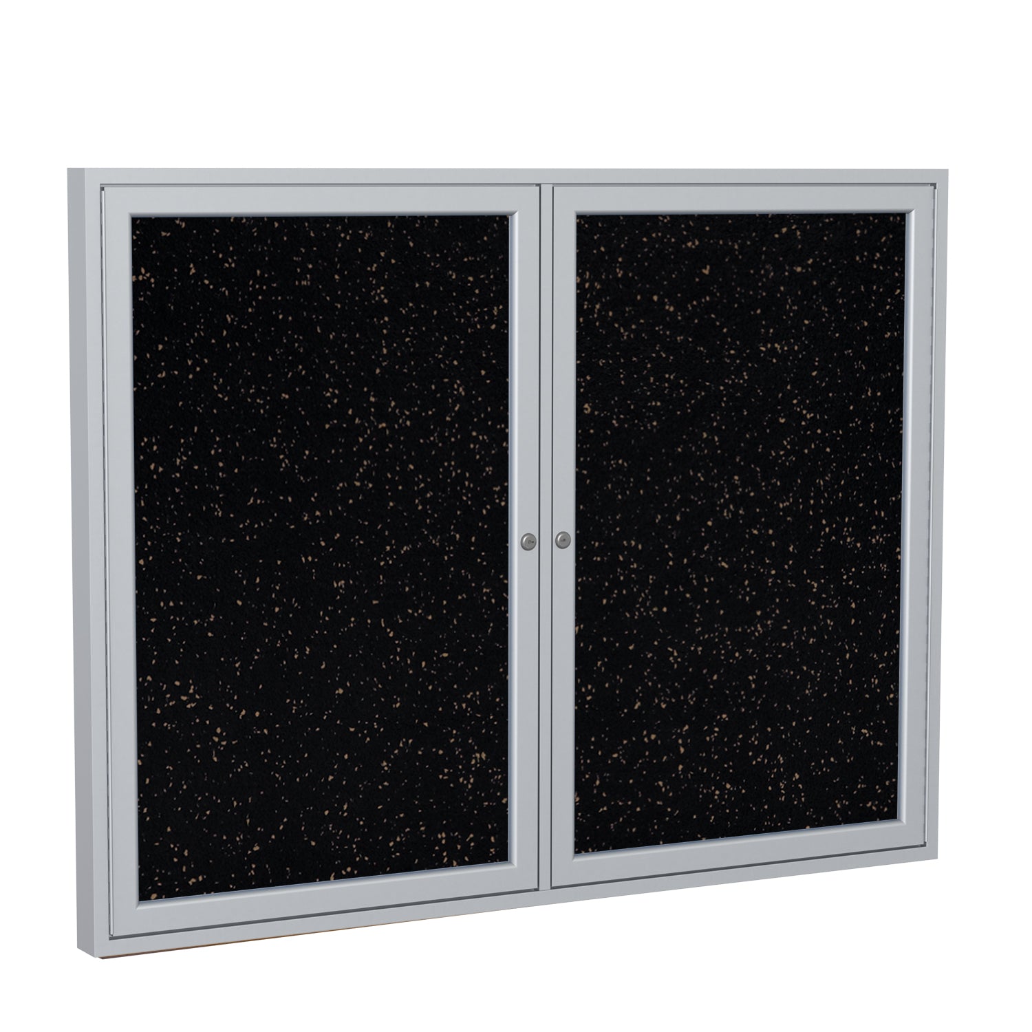 Ghent 2 Door Enclosed Recycled Rubber Bulletin Board w/ Satin Aluminum Frame, 3'H x 4'W, Tan Speckled_1