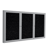 Ghent 3 Door Enclosed Recycled Rubber Bulletin Board w/ Satin Aluminum Frame, 4'H x 8'W, Tan Speckled_1