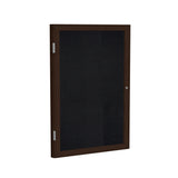 Ghent 1 Door Enclosed Recycled Rubber Bulletin Board w/ Walnut Wood Frame, 3'H x 2'W, Black_1