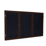 Ghent 3 Door Enclosed Recycled Rubber Bulletin Board w/ Walnut Wood Frame, 4'H x 8'W, Confetti_1