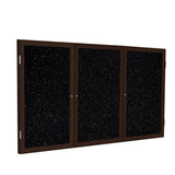 Ghent 3 Door Enclosed Recycled Rubber Bulletin Board w/ Walnut Wood Frame, 4'H x 8'W, Tan Speckled_1