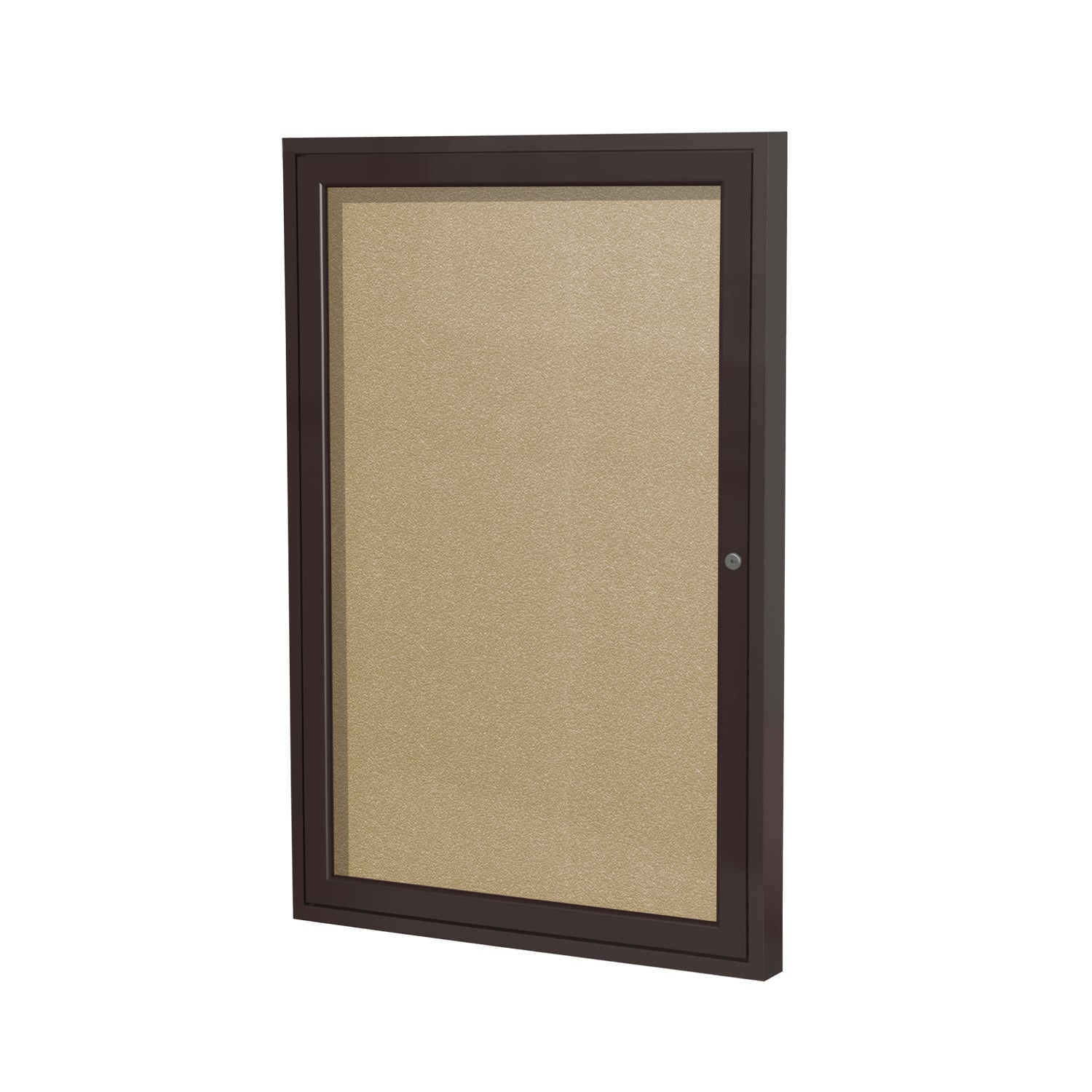 Ghent 1 Door Enclosed Vinyl Bulletin Board w/ Bronze Frame, 24"H x 18"W, Caramel_1