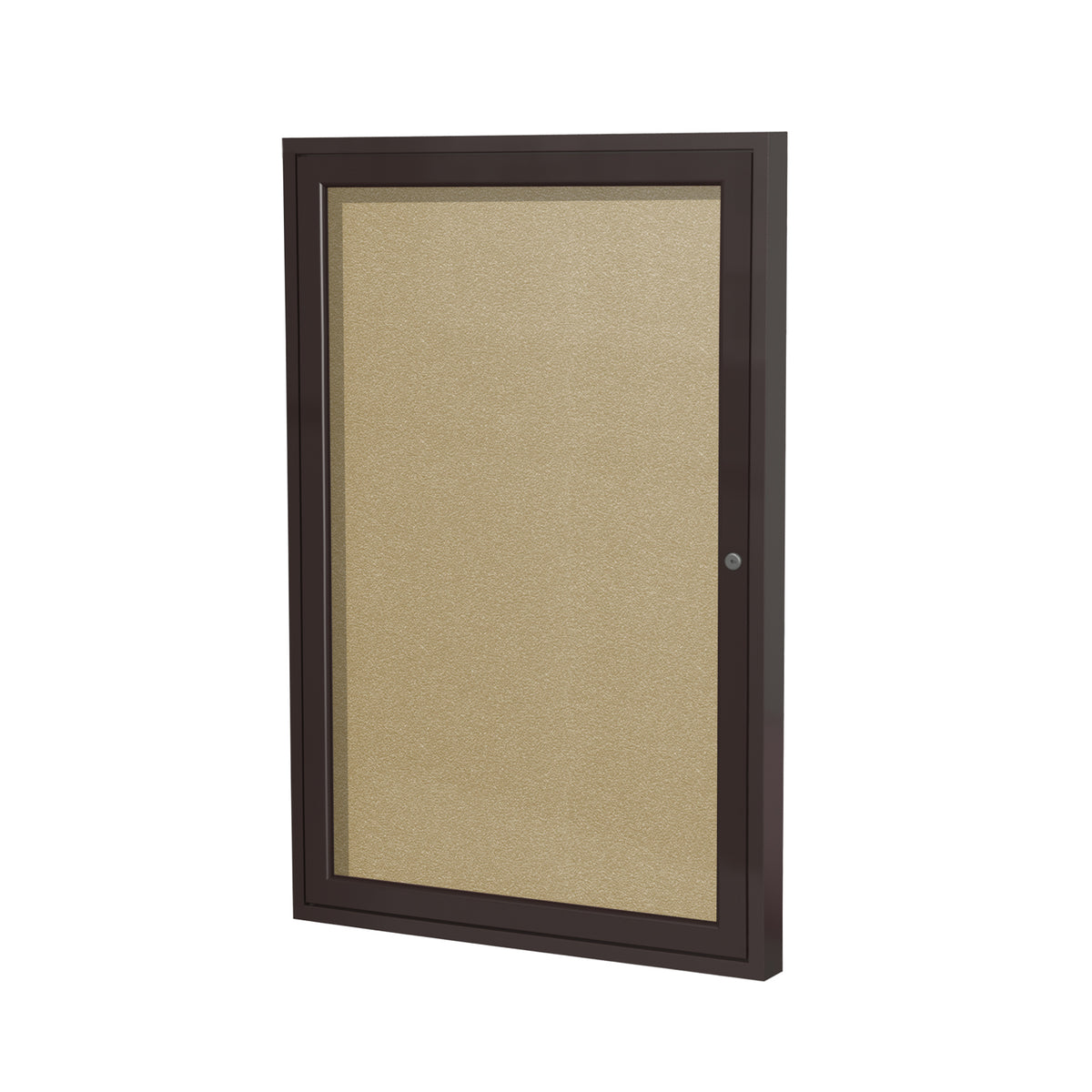 Ghent 1 Door Enclosed Vinyl Bulletin Board w/ Bronze Frame, 3'H x 2'W, Caramel_1