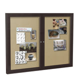 Ghent 2 Door Enclosed Vinyl Bulletin Board w/ Bronze Frame, 3'H x 4'W, Caramel_2