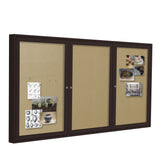 Ghent 3 Door Enclosed Vinyl Bulletin Board w/ Bronze Frame, 4'H x 6'W, Caramel_2