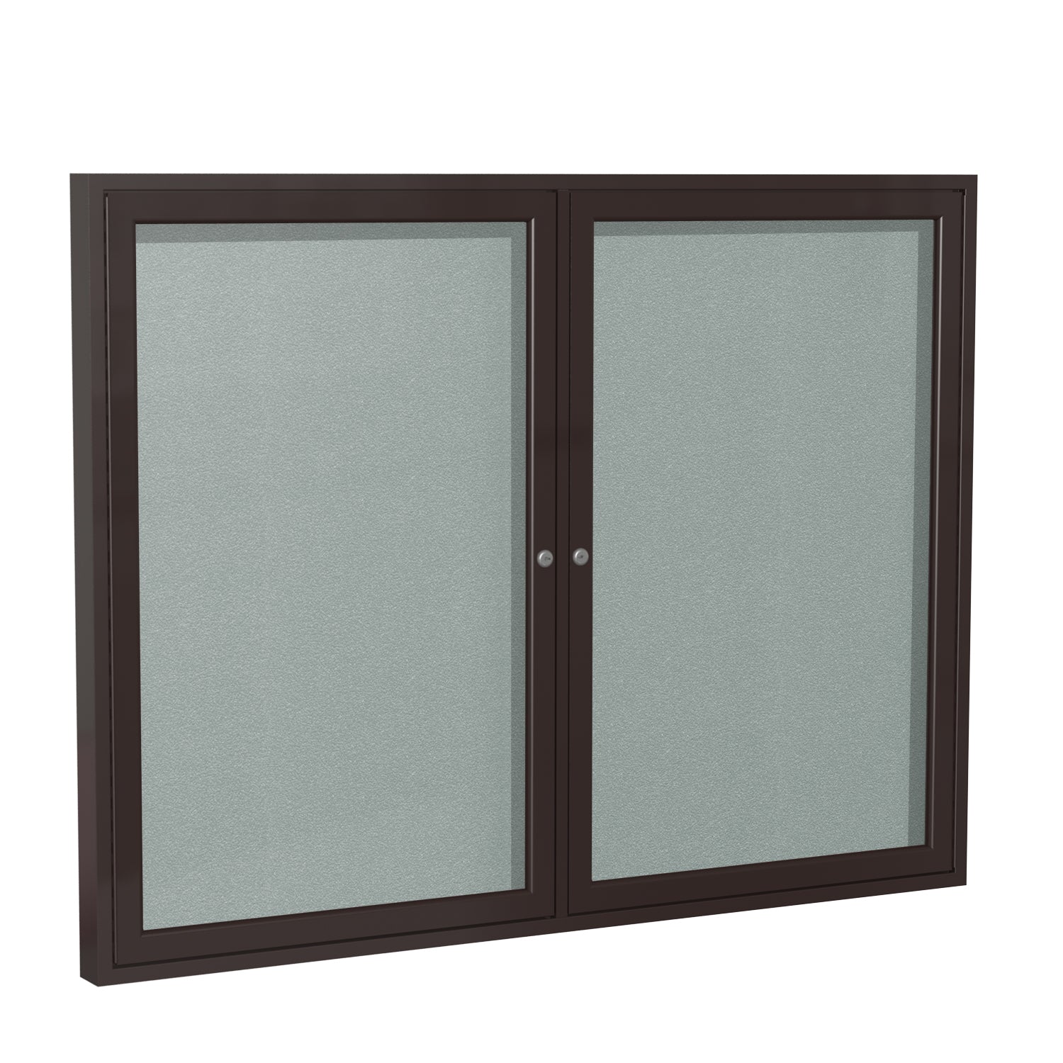 Ghent 2 Door Enclosed Vinyl Bulletin Board w/ Bronze Frame, 3'H x 4'W, Silver_1