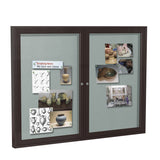 Ghent 2 Door Enclosed Vinyl Bulletin Board w/ Bronze Frame, 3'H x 4'W, Silver_2