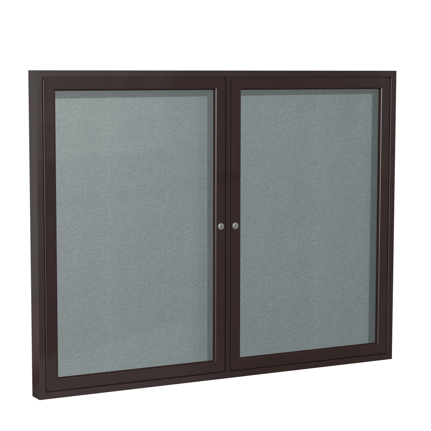 Ghent 2 Door Enclosed Vinyl Bulletin Board w/ Bronze Frame, 3'H x 4'W, Stone_1