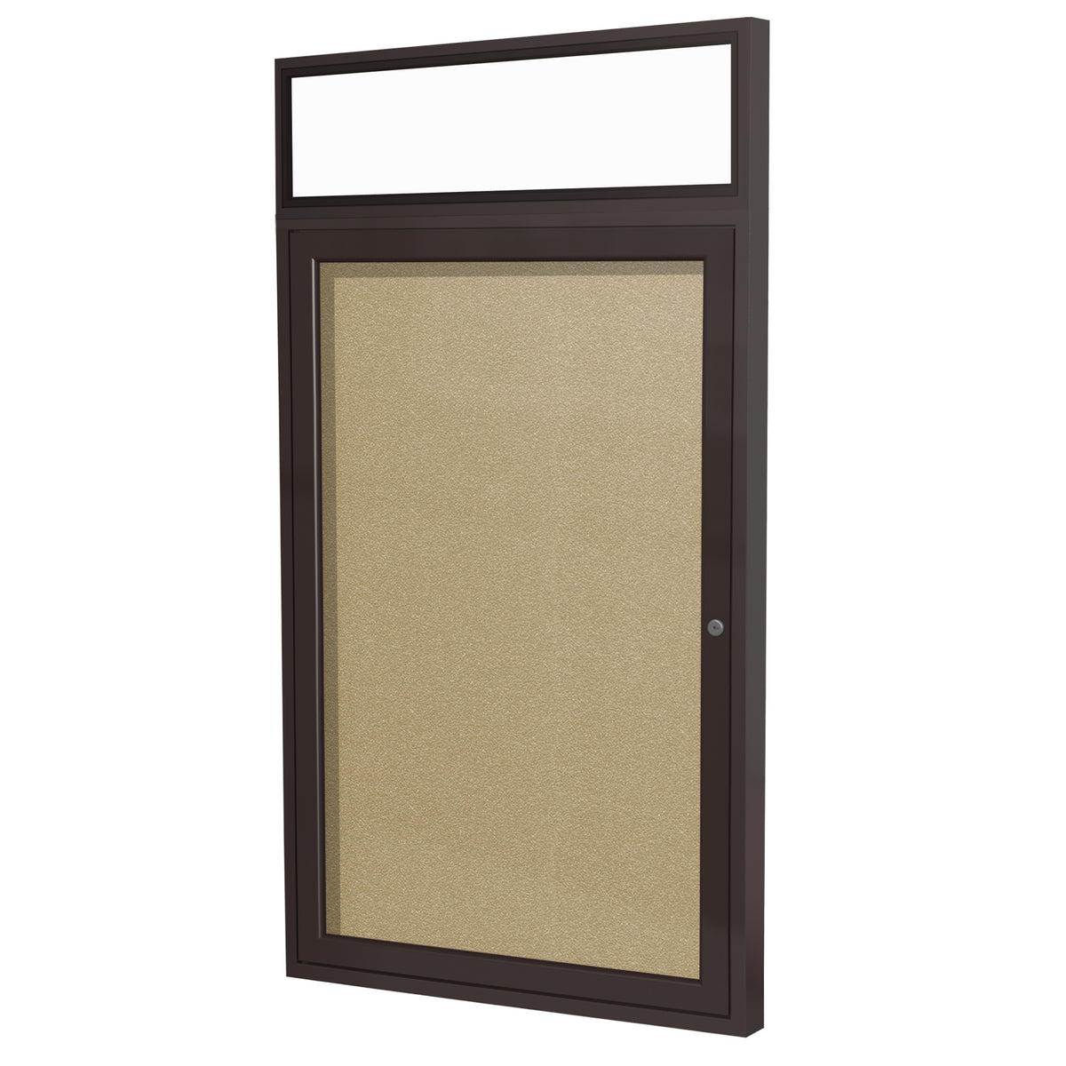 Ghent 1 Door Enclosed Vinyl Bulletin Board w/ Bronze Headliner Frame, 36"H x 30"W, Caramel_1
