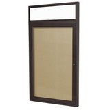 Ghent 1 Door Enclosed Vinyl Bulletin Board w/ Bronze Headliner Frame, 36"H x 30"W, Caramel_1