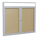 Ghent 2 Door Enclosed Vinyl Bulletin Board w/ Satin Headliner Frame, 4'H x 5'W, Caramel_1