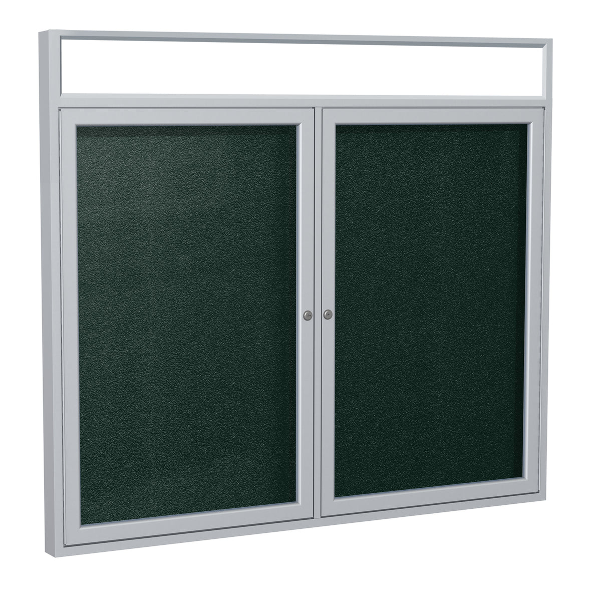 Ghent 2 Door Enclosed Vinyl Bulletin Board w/ Satin Headliner Frame, 4'H x 5'W, Ebony_1