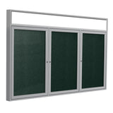 Ghent 3 Door Enclosed Vinyl Bulletin Board w/ Satin Illuminated Headliner Frame, 4'H x 6'W, Ebony_1