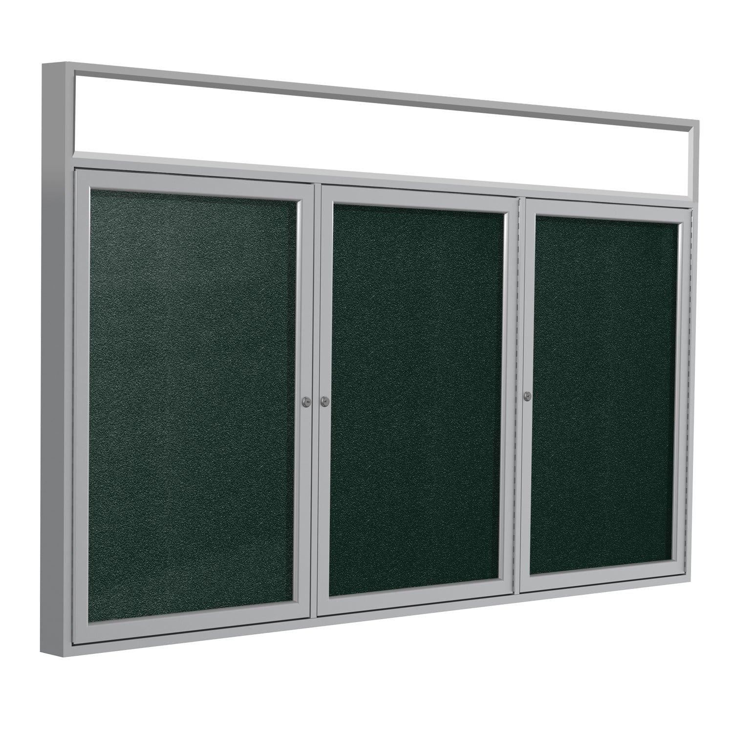 Ghent 3 Door Enclosed Vinyl Bulletin Board w/ Satin Headliner Frame, 3&#39;H x 6&#39;W, Ebony_1