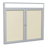 Ghent 2 Door Enclosed Vinyl Bulletin Board w/ Satin Headliner Frame, 3'H x 5'W, Ivory_1