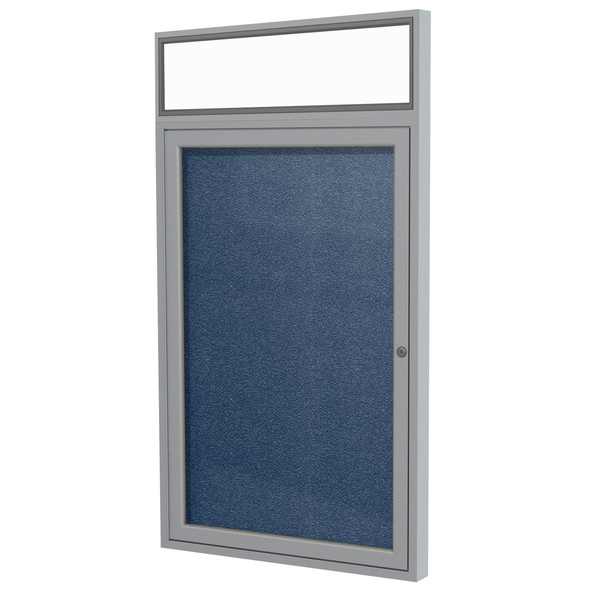 Ghent 1 Door Enclosed Vinyl Bulletin Board w/ Satin Headliner Frame, 3'H x 3'W, Navy_1