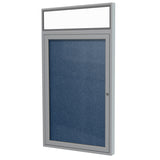 Ghent 1 Door Enclosed Vinyl Bulletin Board w/ Satin Headliner Frame, 36"H x 30"W, Navy_1