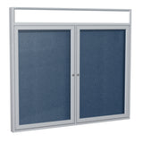 Ghent 2 Door Enclosed Vinyl Bulletin Board w/ Satin Headliner Frame, 4'H x 5'W, Navy_1