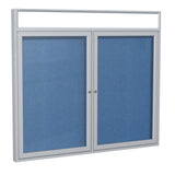 Ghent 2 Door Enclosed Vinyl Bulletin Board w/ Satin Headliner Frame, 4'H x 5'W, Ocean_1