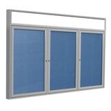 Ghent 3 Door Enclosed Vinyl Bulletin Board w/ Satin Headliner Frame, 3'H x 6'W, Ocean_1