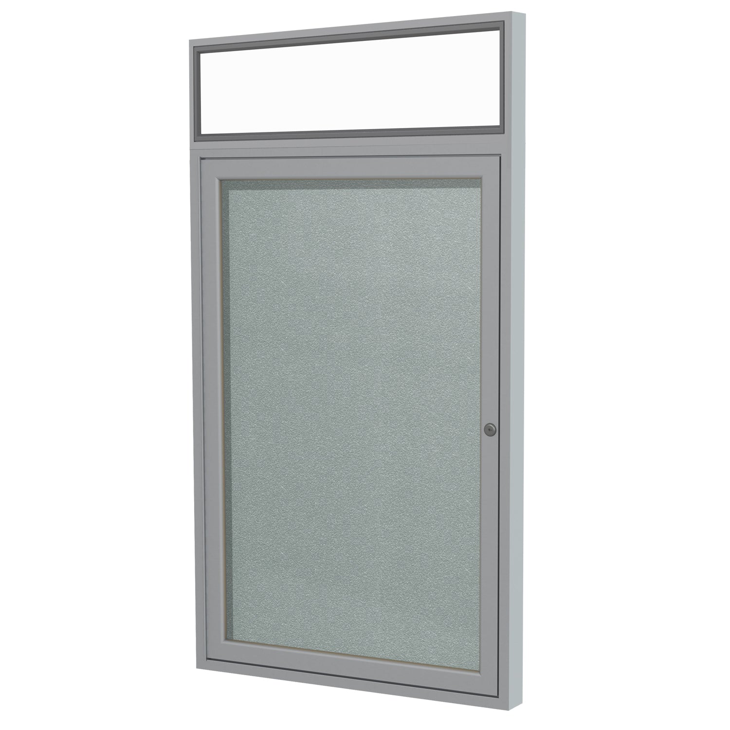 Ghent 1 Door Enclosed Vinyl Bulletin Board w/ Satin Headliner Frame, 36&quot;H x 30&quot;W, Silver_1