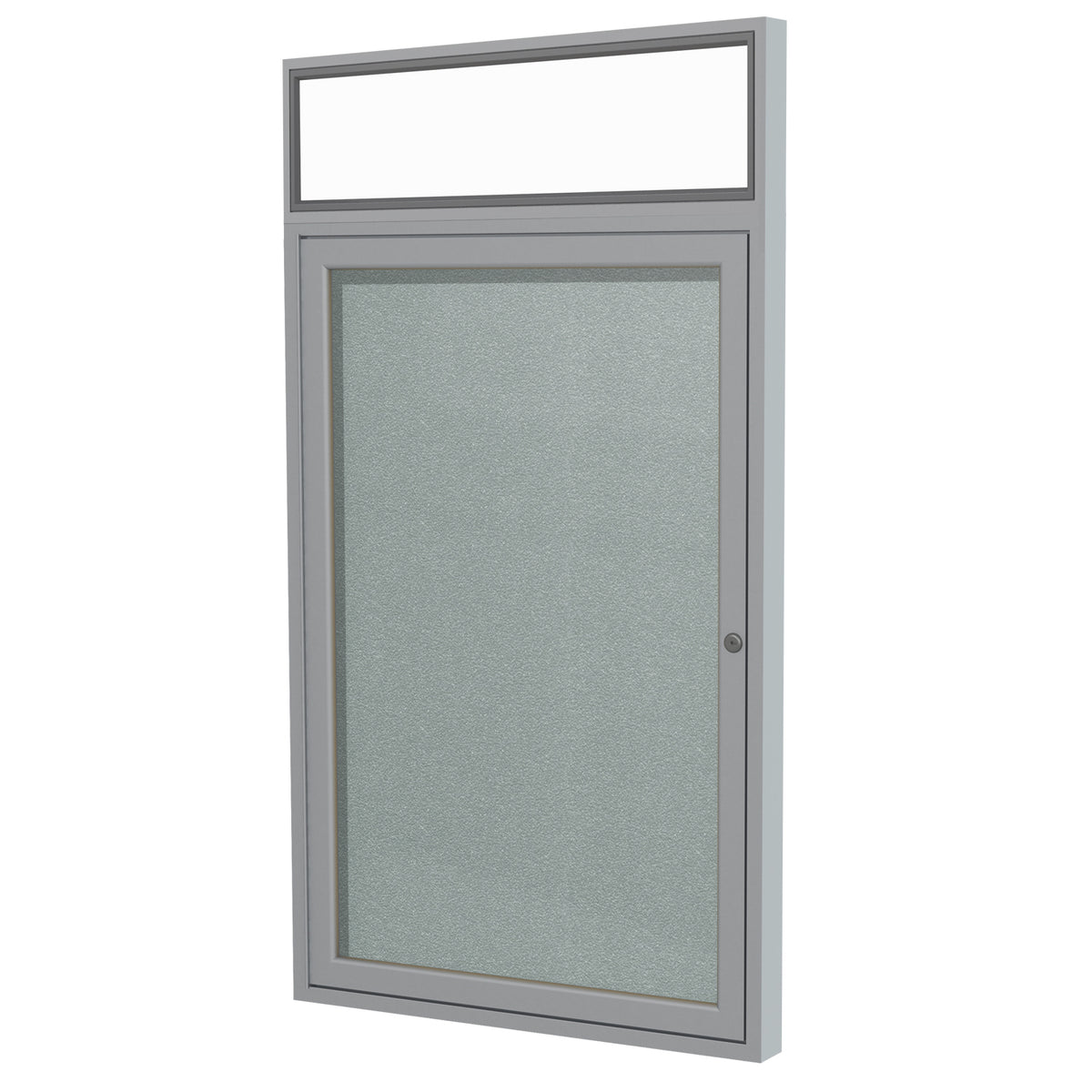 Ghent 1 Door Enclosed Vinyl Bulletin Board w/ Satin Headliner Frame, 36"H x 30"W, Silver_1