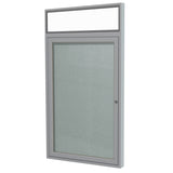 Ghent 1 Door Enclosed Vinyl Bulletin Board w/ Satin Headliner Frame, 36"H x 30"W, Silver_1
