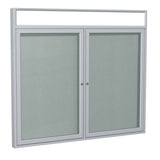 Ghent 2 Door Enclosed Vinyl Bulletin Board w/ Satin Headliner Frame, 4'H x 5'W, Silver_1