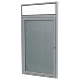 Ghent 1 Door Enclosed Vinyl Bulletin Board w/ Satin Headliner Frame, 36"H x 30"W, Stone_1